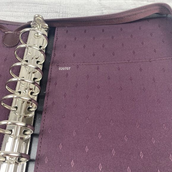 Planner Binder Zip Around Burgundy Gold Floral Fabric Cover 7 Ring 8.5"x10" - Picture 6 of 7